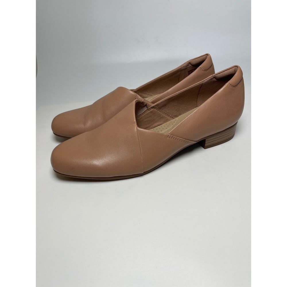 Clarks Collection Pure Tone Blush Tan Leather Asymmetric Slip On Loafers 9 N